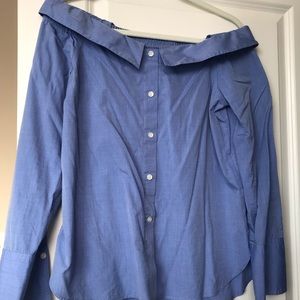 Blue Club Monaco Off the shoulder button-down